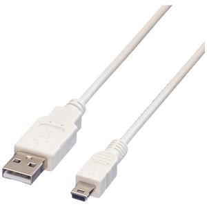 Value USB-kabel USB 2.0 USB-A stekker, USB-mini-A stekker 1.80 m Wit Afgeschermd 11.99.8718