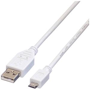 Value USB-Kabel USB 2.0 USB-A Stecker, USB-Micro-B Stecker 1.80m Weiß Geschirmt 11.99.8752