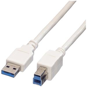 Value USB-Kabel USB 3.2 Gen1 (USB 3.0 / USB 3.1 Gen1) USB-A Stecker, USB-B Stecker 0.80m Weiß Gesch