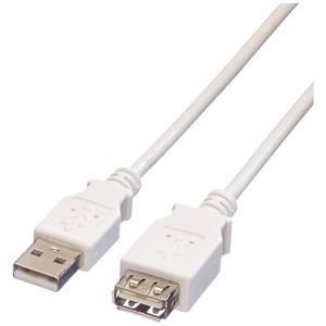 Value USB-kabel USB 2.0 USB-A stekker, USB-A bus 1.80 m Wit Afgeschermd 11.99.8949