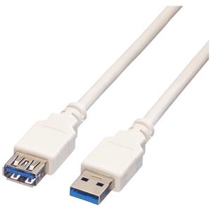 Value USB-Kabel USB 3.2 Gen1 (USB 3.0 / USB 3.1 Gen1) USB-A Stecker, USB-A Buchse 0.80m Weiß Geschi