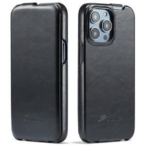 Fashion iPhone 14 Pro Vertical Flip Case - Zwart