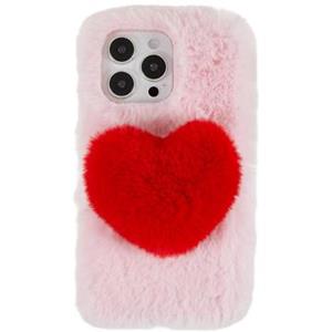 Plush Heart iPhone 14 Pro TPU Hoesje - Roze