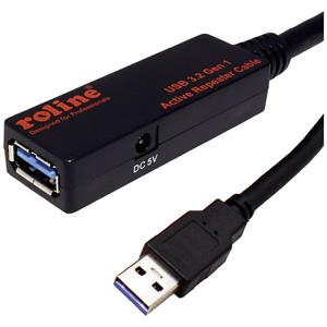 Roline USB-Kabel USB 3.2 Gen1 (USB 3.0 / USB 3.1 Gen1) USB-A Stecker, USB-A Buchse 15.00m Schwarz 12