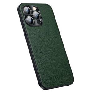 iPhone 14 Pro Hybrid Hoesje met Leercoating - Groen