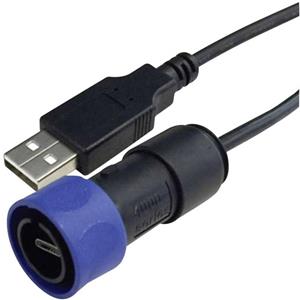 Bulgin USB-kabel USB 2.0 USB-A stekker, USB-micro-B stekker 2.00 m Zwart, Blauw PXP4040/B/2M00