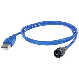 Encitech USB-kabel USB 2.0 USB-mini-B stekker, USB-A stekker 1.00 m Zwart, Blauw 1310-0009-01