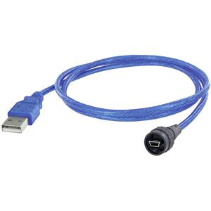 Encitech USB-kabel USB 2.0 USB-mini-B stekker, USB-A stekker 5.00 m Zwart, Blauw 1310-0009-03