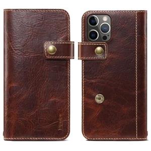 Denior Vintage Series iPhone 14 Pro Wallet Leren Hoesje - Bruin