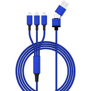 Smrter USB-laadkabel USB 2.0 USB-A stekker, USB-C stekker, Apple Lightning stekker 1.20 m Blauw _TRIO_L_NB