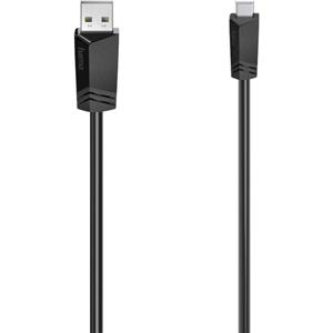 Hama USB-kabel USB 2.0 USB-A stekker, USB-mini-B stekker 0.75 m Zwart, Zilver 00200605