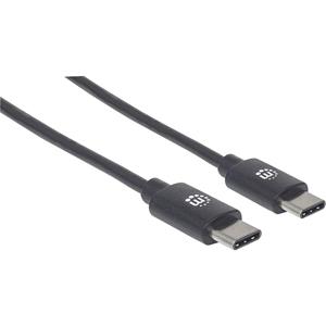 Manhattan USB-C to USB-C Cable, 2m, Male to Male, Black, 480 Mbps (USB 2.0), 3A, Hi-Speed USB, Lifetime Warranty, Polybag - USB Typ-C-Kabel - USB-C zu USB-C - 2 m