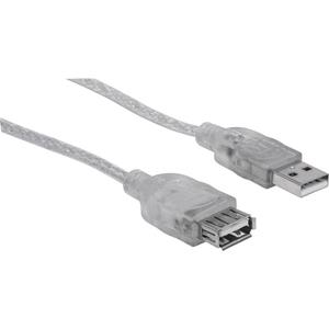 Manhattan USB-kabel USB 2.0 USB-A stekker, USB-A bus 4.50 m Zilver 340502