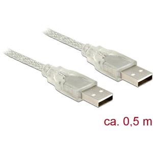 Delock USB-kabel USB 2.0 USB-A stekker, USB-A stekker 50.00 cm Transparant Met Ferrietkern 83886