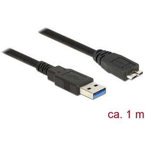 Delock USB-kabel USB 3.2 Gen1 (USB 3.0 / USB 3.1 Gen1) USB-A stekker, USB-micro-B 3.0 stekker 1.00 m Zwart Vergulde steekcontacten 85072