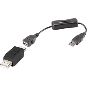 Renkforce USB-Kabel USB 2.0 USB-A Stecker, USB-A Stecker 25.00cm Schwarz inkl. Ein/Aus-Schalter, ver