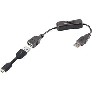 Renkforce USB-Kabel USB 2.0 USB-A Stecker, USB-Micro-B Stecker 25.00cm Schwarz inkl. Ein/Aus-Schalte