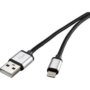 Renkforce USB-kabel USB 2.0 USB-A stekker, Apple Lightning stekker 0.50 m Donkergrijs Gesleeved RF-3969327