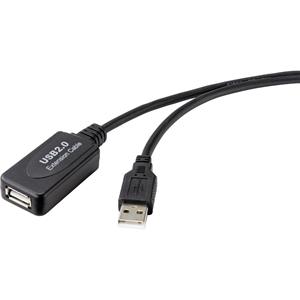 Renkforce USB-Kabel USB 2.0 USB-A Stecker, USB-A Buchse 15.00m Schwarz Aktiv mit Signalverstärkung