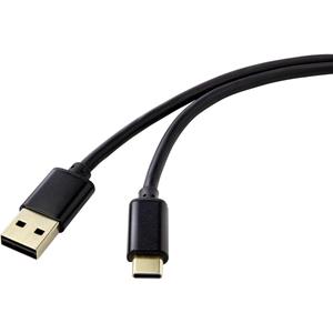 Renkforce USB-kabel USB 2.0 USB-A stekker, USB-C stekker 1.80 m Zwart Stekker past op beide manieren RF-4547682