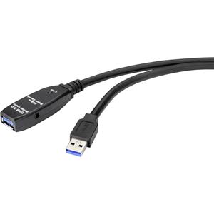Renkforce USB-kabel USB 3.2 Gen1 (USB 3.0 / USB 3.1 Gen1) USB-A stekker, USB-A bus 15.00 m Zwart RF-4598348
