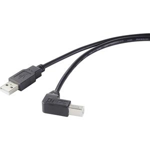 Renkforce USB-kabel USB 2.0 USB-A stekker, USB-B stekker 0.50 m Zwart 90° haaks naar onder RF-4613068