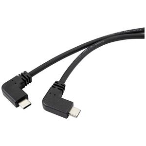 Renkforce USB-kabel USB 3.2 Gen2 (USB 3.1 Gen2) USB-C stekker, USB-C stekker 1.20 m Zwart 90° haaks naar links RF-4633064