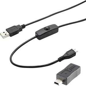 Renkforce USB-kabel USB 2.0 USB-A stekker, USB-mini-B stekker 1.50 m Zwart Incl. aan/uitschakelaar RF-4658940