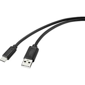 Renkforce USB-kabel USB 2.0 USB-C stekker, USB-A stekker 1.00 m Zwart Met anti-microbacterieel oppervlak RF-4699378