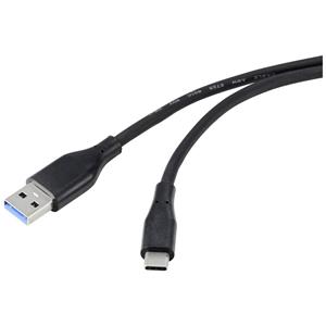 Renkforce USB-Kabel USB 3.2 Gen1 (USB 3.0 / USB 3.1 Gen1) USB-C™ Stecker 1.00m Schwarz PVC-Mantel