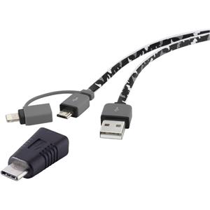 Renkforce USB-kabel USB 2.0 USB-A stekker, USB-C stekker, USB-micro-B stekker, Apple Lightning stekker 0.20 m Camouflage Zeer flexibel, Vergulde