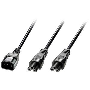 LINDY Stroom Y-kabel [1x Apparaatstekker, male C14 - 2x Apparaatbus C5] 2.5 m Zwart