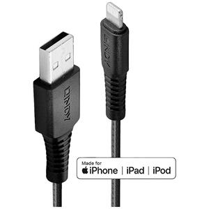 LINDY USB-Kabel USB 2.0 Apple Lightning Stecker, USB-A Stecker 0.5m Schwarz 31290