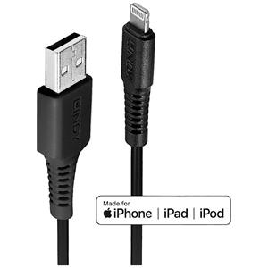 LINDY USB-Kabel USB 2.0 Apple Lightning Stecker, USB-A Stecker 1m Schwarz 31320
