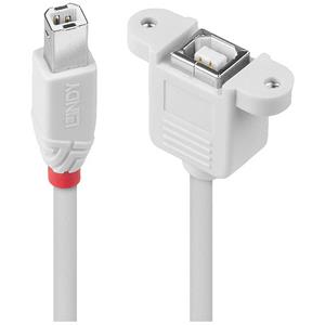 LINDY USB-kabel USB 2.0 USB-B stekker, USB-B bus 1 m Grijs 31801