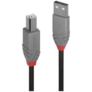 LINDY USB-kabel USB 2.0 USB-A stekker, USB-B stekker 0.2 m Zwart, Grijs 36670