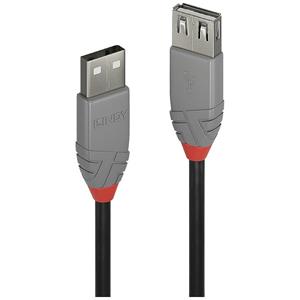 LINDY USB-kabel USB 2.0 USB-A stekker, USB-A bus 0.2 m Zwart, Grijs 36700