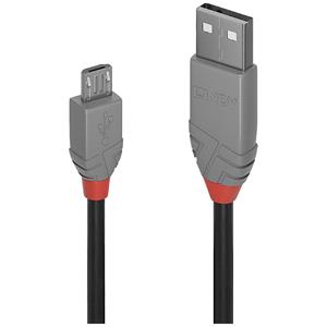 LINDY USB-kabel USB 2.0 USB-A stekker, USB-micro-B stekker 0.5 m Zwart, Grijs 36731