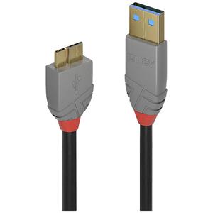 LINDY USB-Kabel USB 3.2 Gen1 (USB 3.0 / USB 3.1 Gen1) USB-A Stecker, USB-Micro-B Stecker 0.5m Schwar