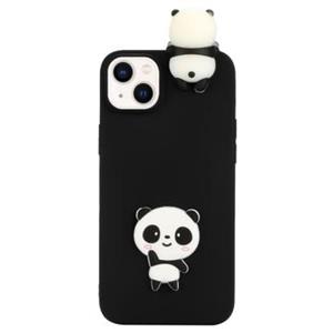 3D Cartoon iPhone 14 TPU Hoesje - Zwarte Panda