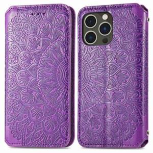 Mandala Series iPhone 14 Pro Wallet Case - Paars