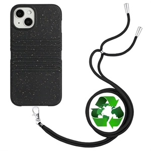 String Series iPhone 14 Biologisch Afbreekbaar Hoesje met Band - Zwart