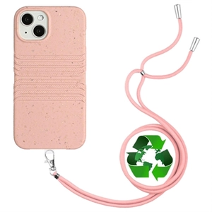String Series iPhone 14 Biologisch Afbreekbaar Hoesje met Band - Roze