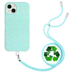 String Series iPhone 14 Biologisch Afbreekbaar Hoesje met Band - Hemelsblauw