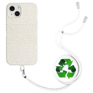 String Series iPhone 14 Biologisch Afbreekbaar Hoesje met Band - Wit