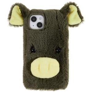 Fluffy Plush iPhone 14 Pro Hybrid Case - Groen Varken