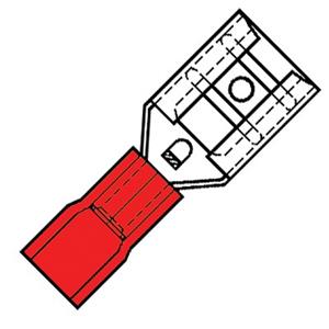 Klemko Kabelschoen rood vlakstekerhuls geïsoleerd 2,8x0,5mm voor draad 0,5-1,5 mm2 100 stuks 100010 