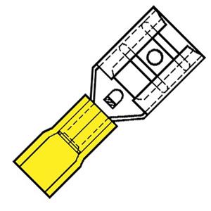 Klemko Geïsoleerde Vlakstekerhuls geel 9,5x1,2mm voor draad 4,0-6,0 mm2 100stuks 101010 