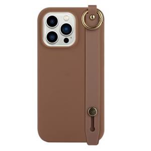 Candy Color iPhone 14 Pro Max TPU Hoesje met Draagriem - Coffee