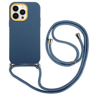 iPhone 14 Pro Max 360 Hybride Hoesje met Lanyard - Blauw